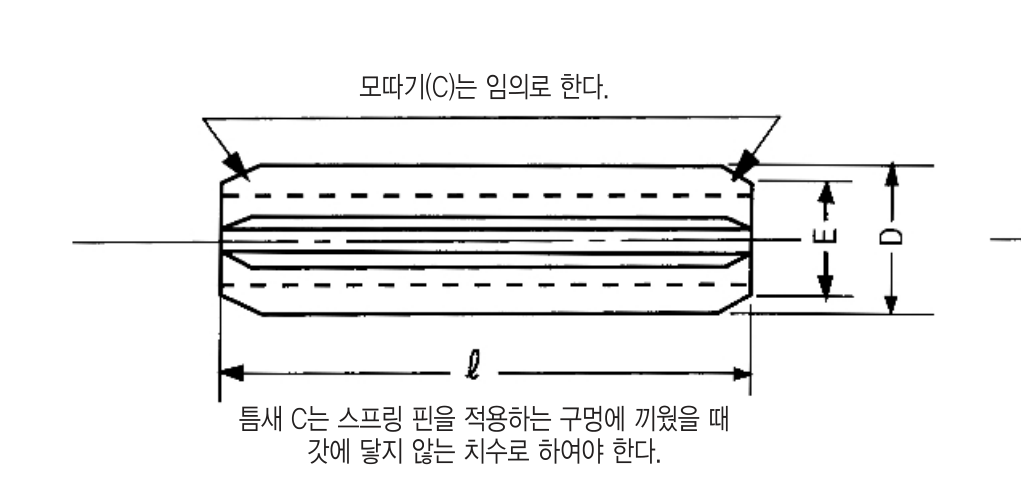 스프링 핀 (일반용) 도면